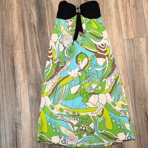 Colorful Strapless Maxi Dress